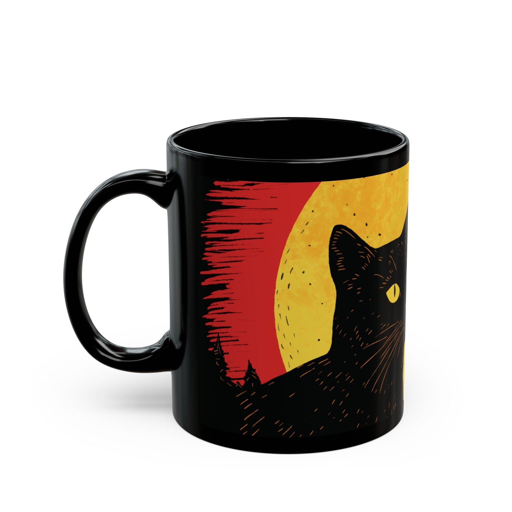 11oz Black Cat Moon Mug - Glow Bat
