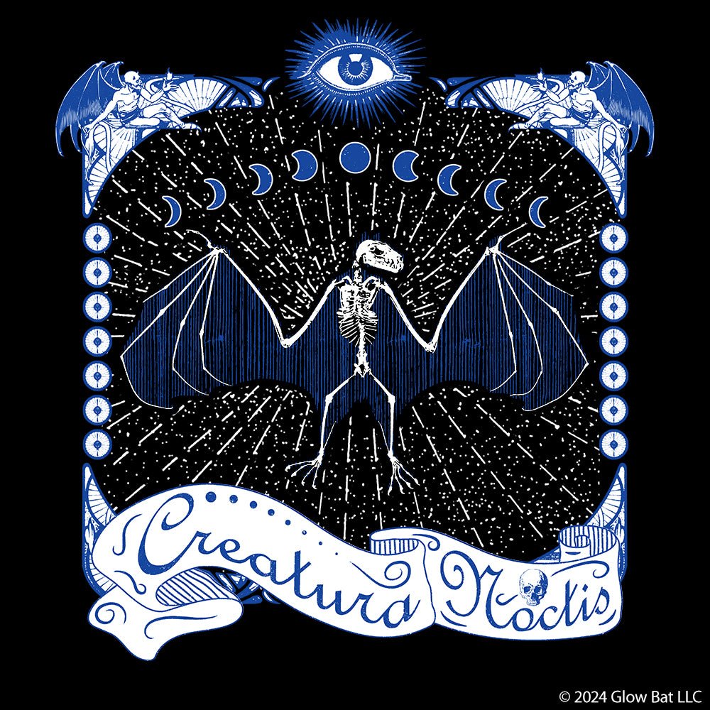 Creatura Noctis (Creature of the Night) Bat Skeleton Unisex Cotton T-Shirt - Glow Bat