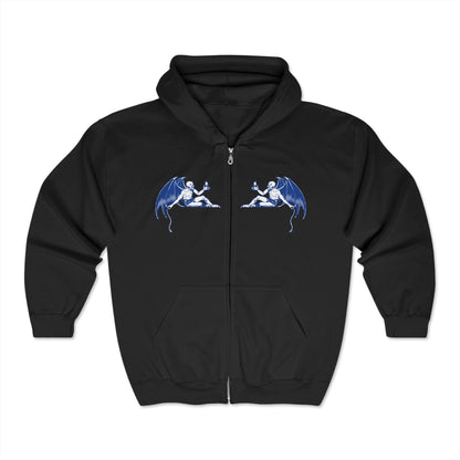 Creatura Noctis (Creature of the Night) Bat Skeleton Unisex Zip Hoodie - Glow Bat