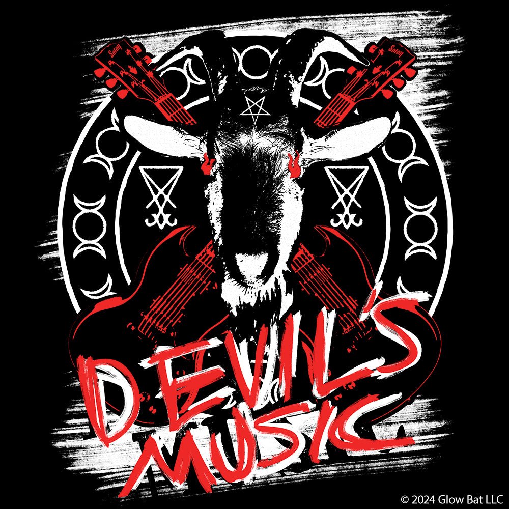 Devil's Music Goat's Head T-Shirt - Glow Bat