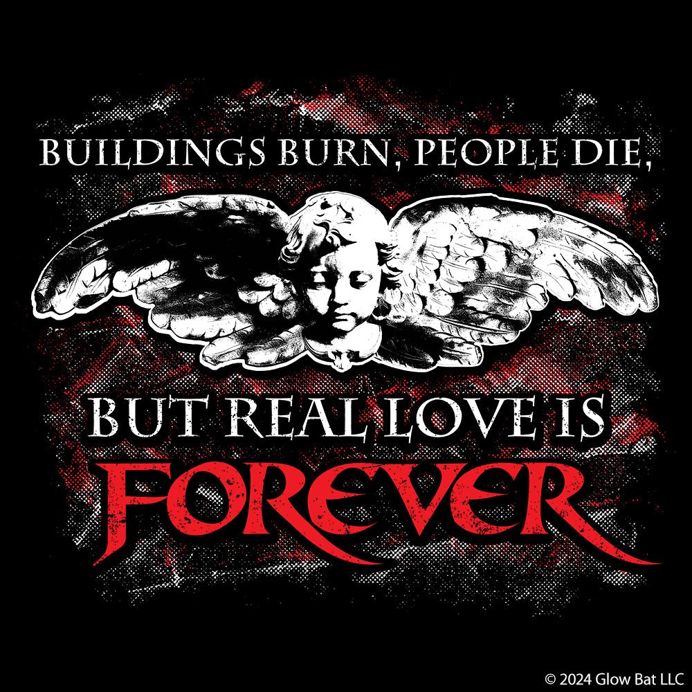 Real Love Is Forever Crow Cherub T-Shirt - Glow Bat