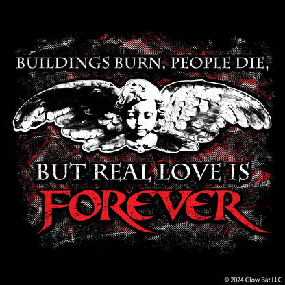 Real Love Is Forever Crow Cherub T-Shirt - Glow Bat