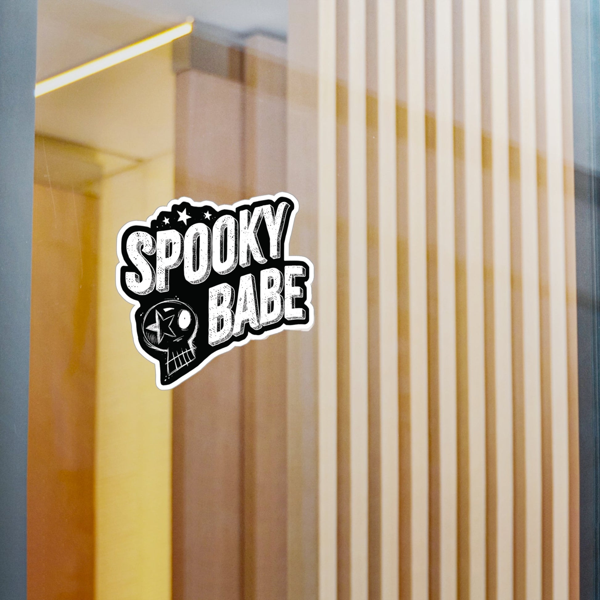 Spooky Babe Skull Indoor/Outdoor Vinyl Decal - Glow Bat