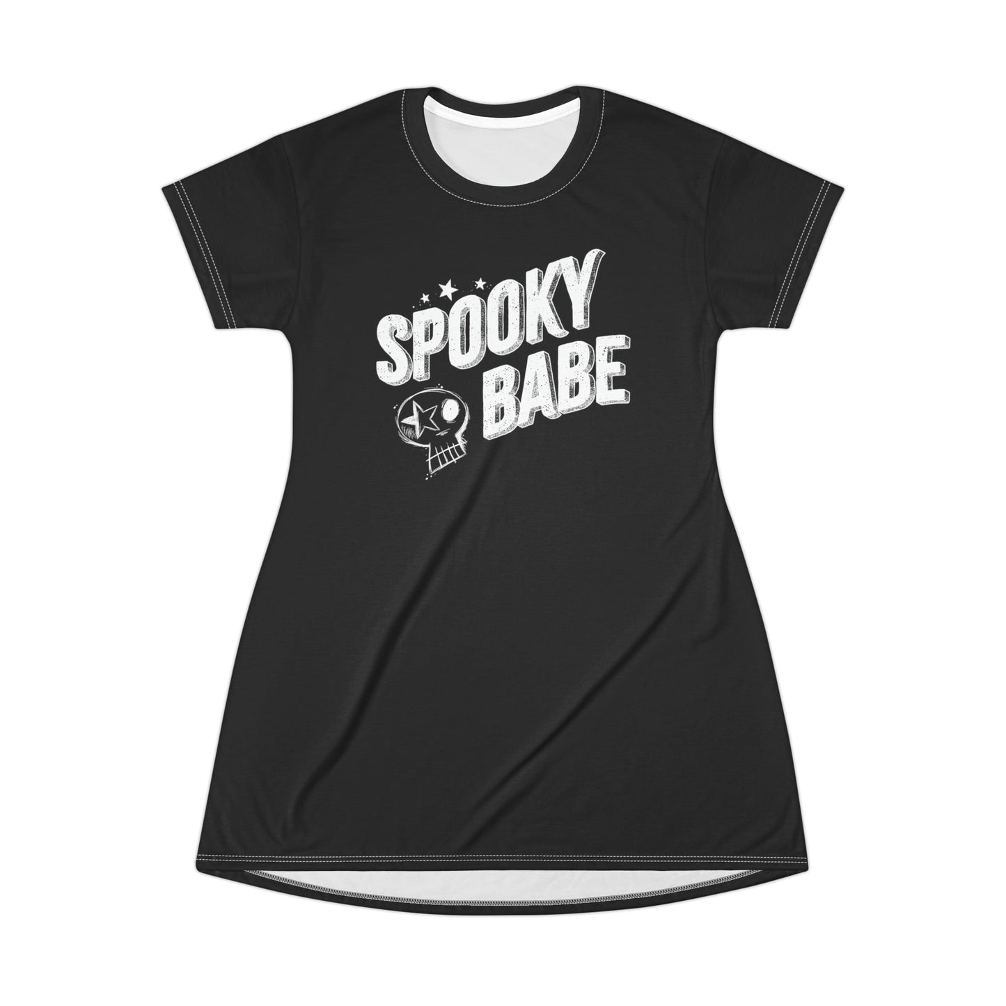 Spooky Babe Skull T-Shirt Dress - Glow Bat