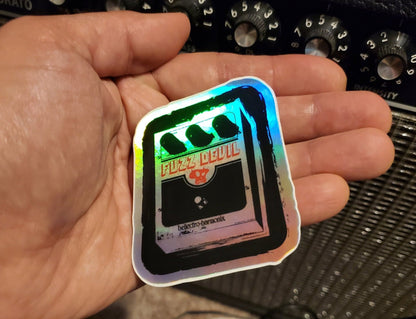 Fuzz Devil Big Muff Pedal Parody Holographic Die-Cut Sticker - Glow Bat