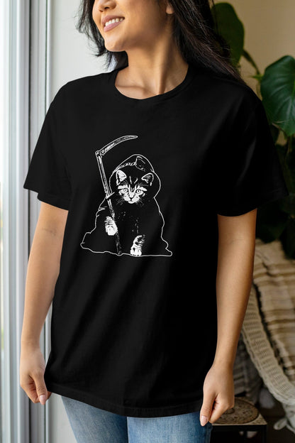 Grim Reaper Cat T-Shirt - Glow Bat