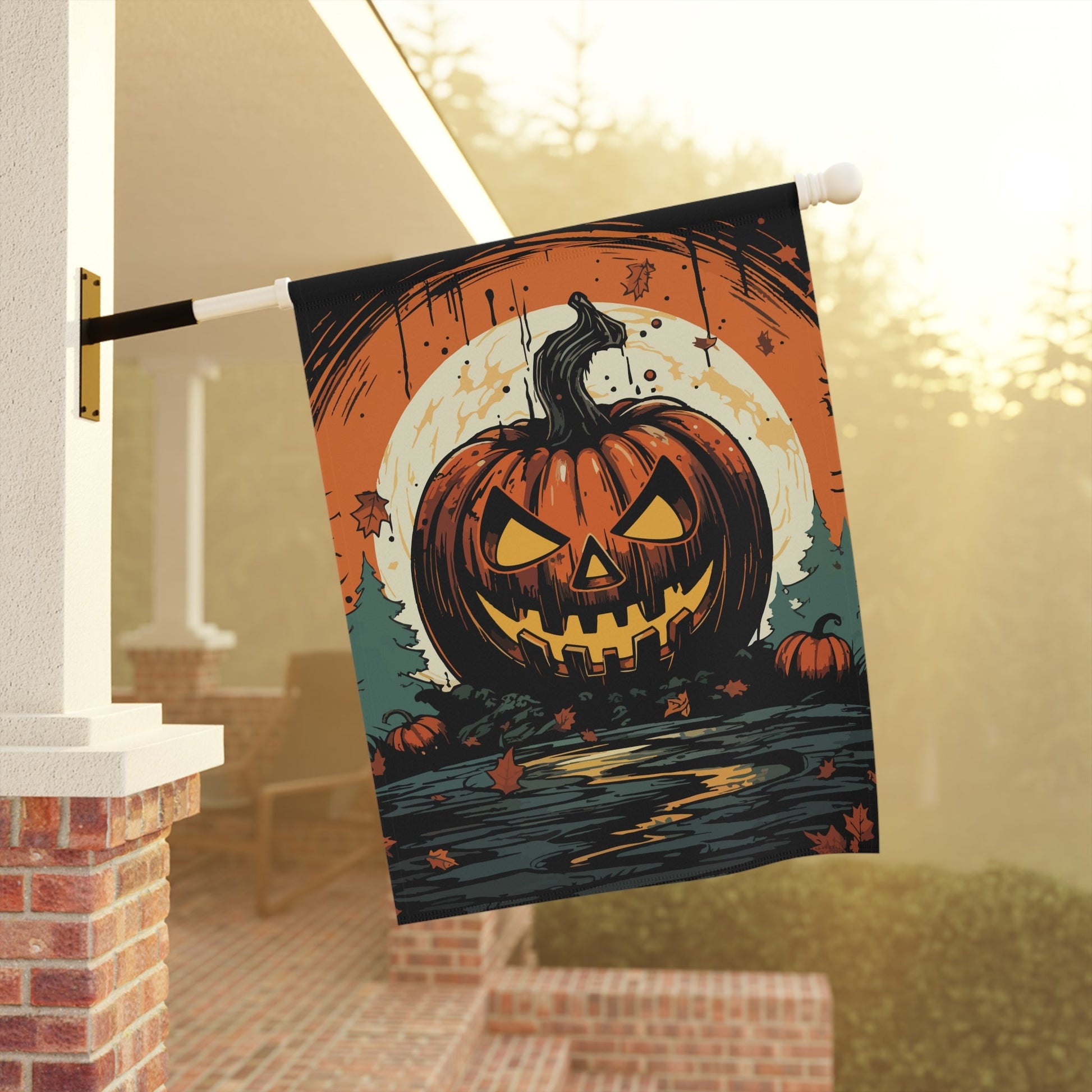 Jack o' Lantern Garden Banner - Glow Bat