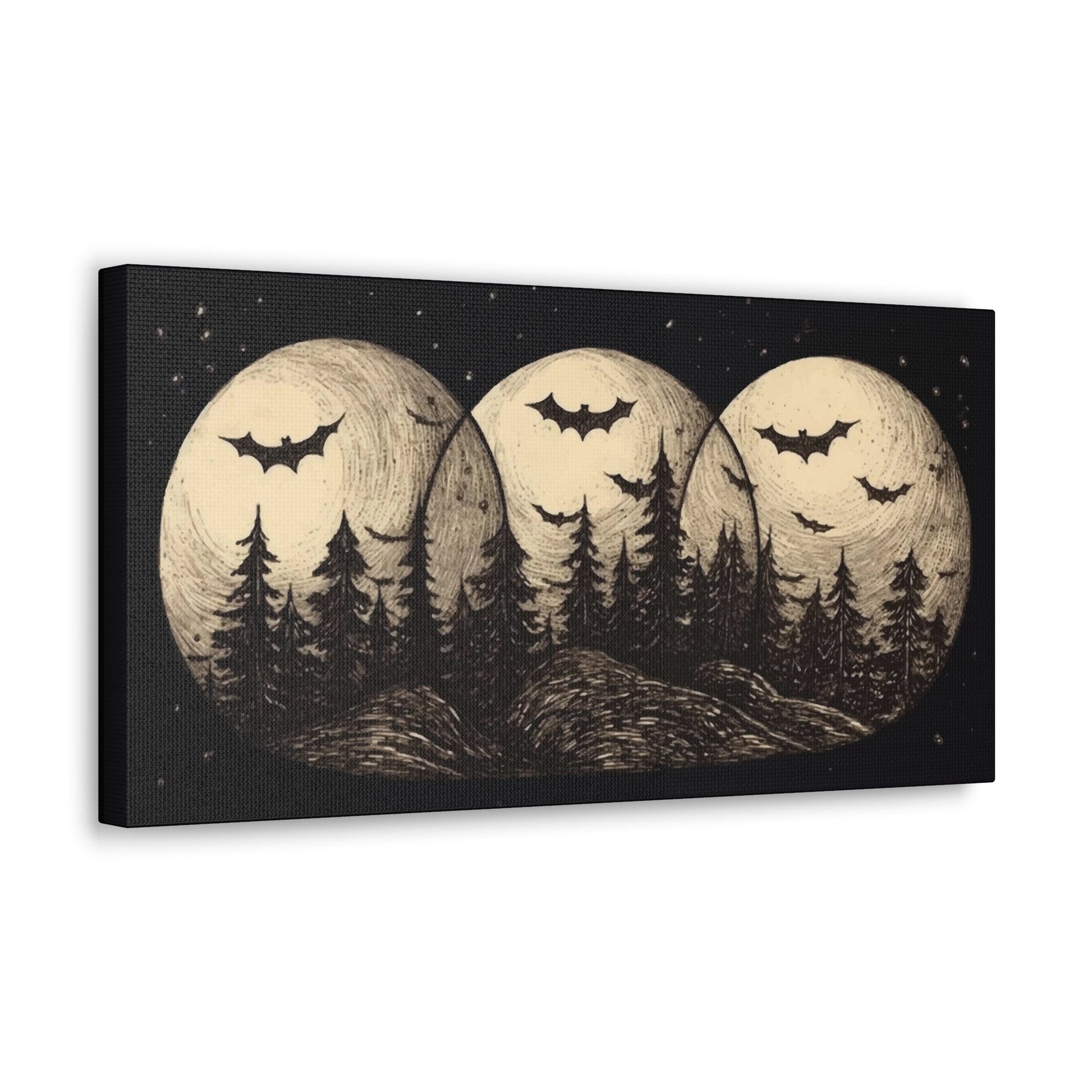 Nighttime Forest Bats Canvas Wrap - Glow Bat