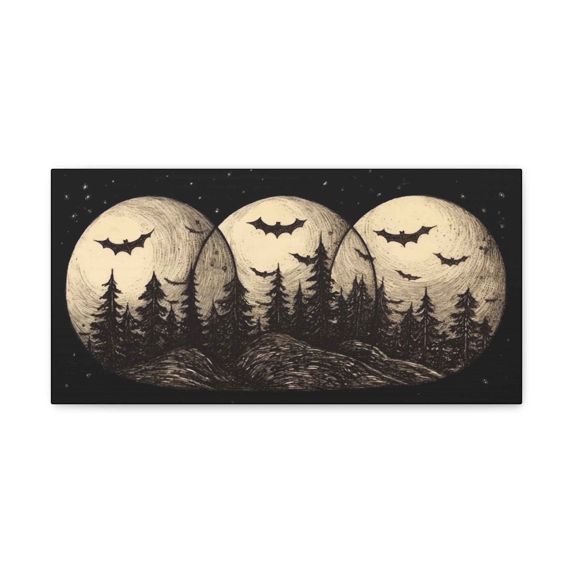 Nighttime Forest Bats Canvas Wrap - Glow Bat