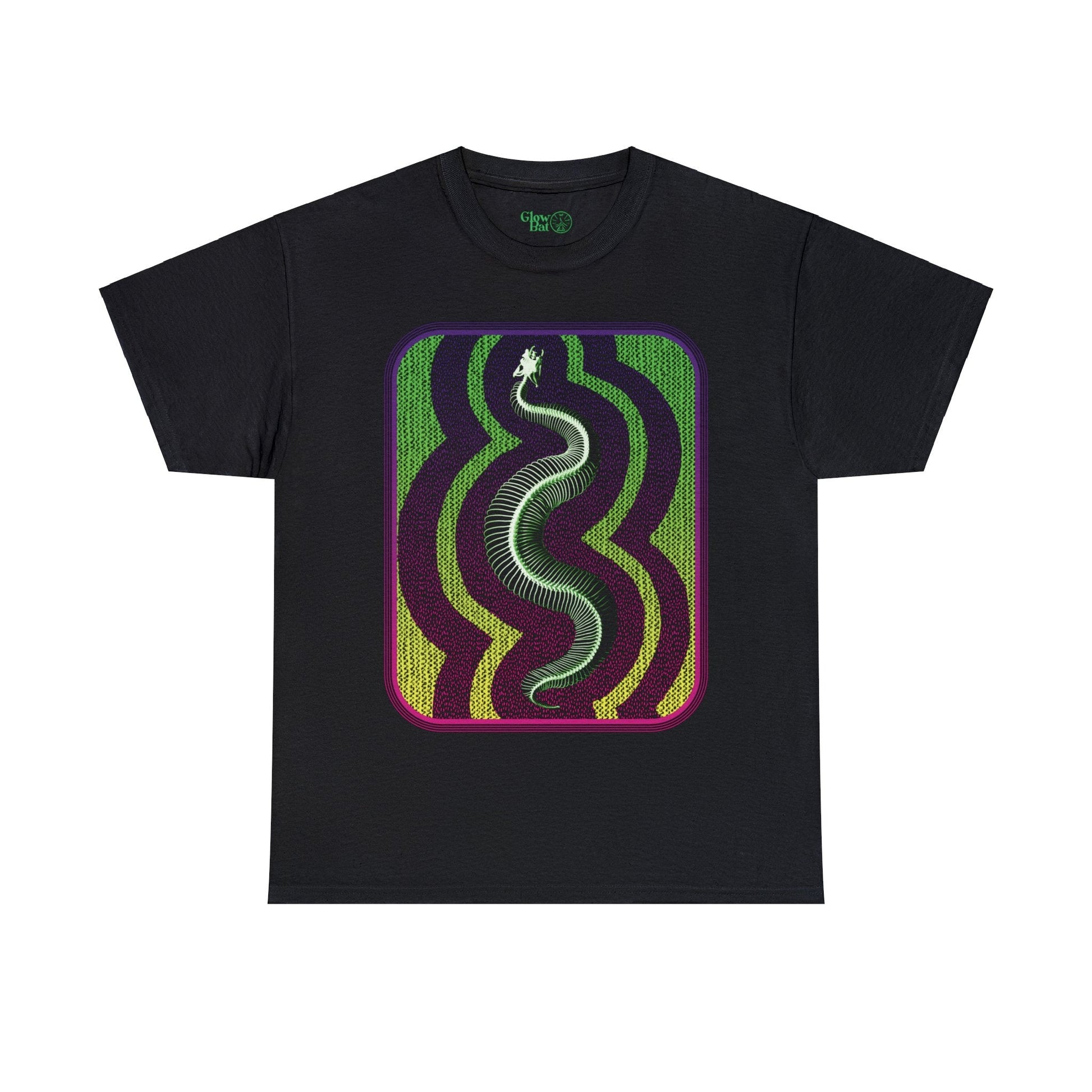 Snake Skeleton Ripples Pattern T-Shirt - Glow Bat